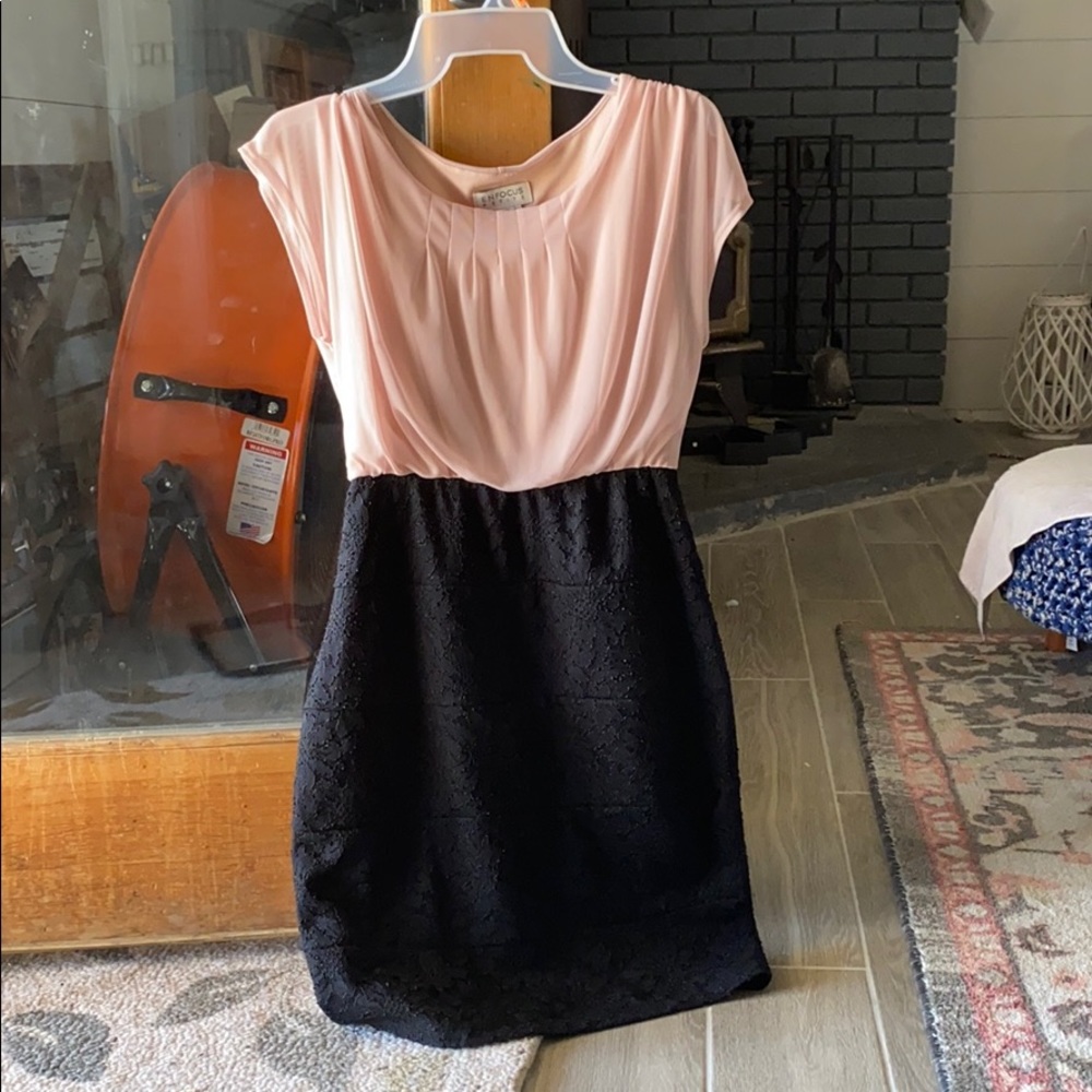 Blush and black dress